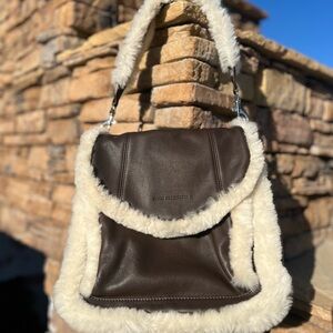 Aimee Kestenberg All With Love Novelty Choco/Cream Shearling Leather Handbag